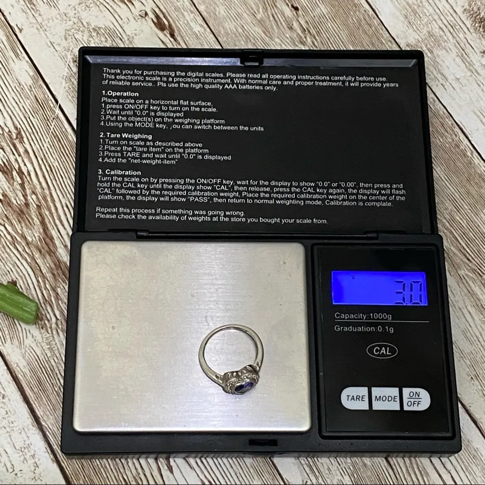 Sterling Silver Blue Sapphire Heart Ring Size 7 - Image 3