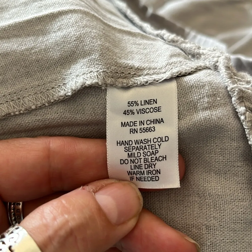 Nicole Miller Gray Linen Flutter Sleeve Mini Dress - Image 3