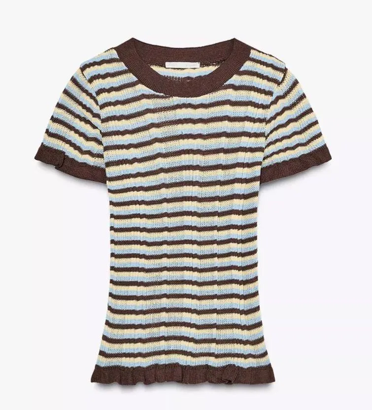 Zara NWT crochet short sleeve knit top - Image 6