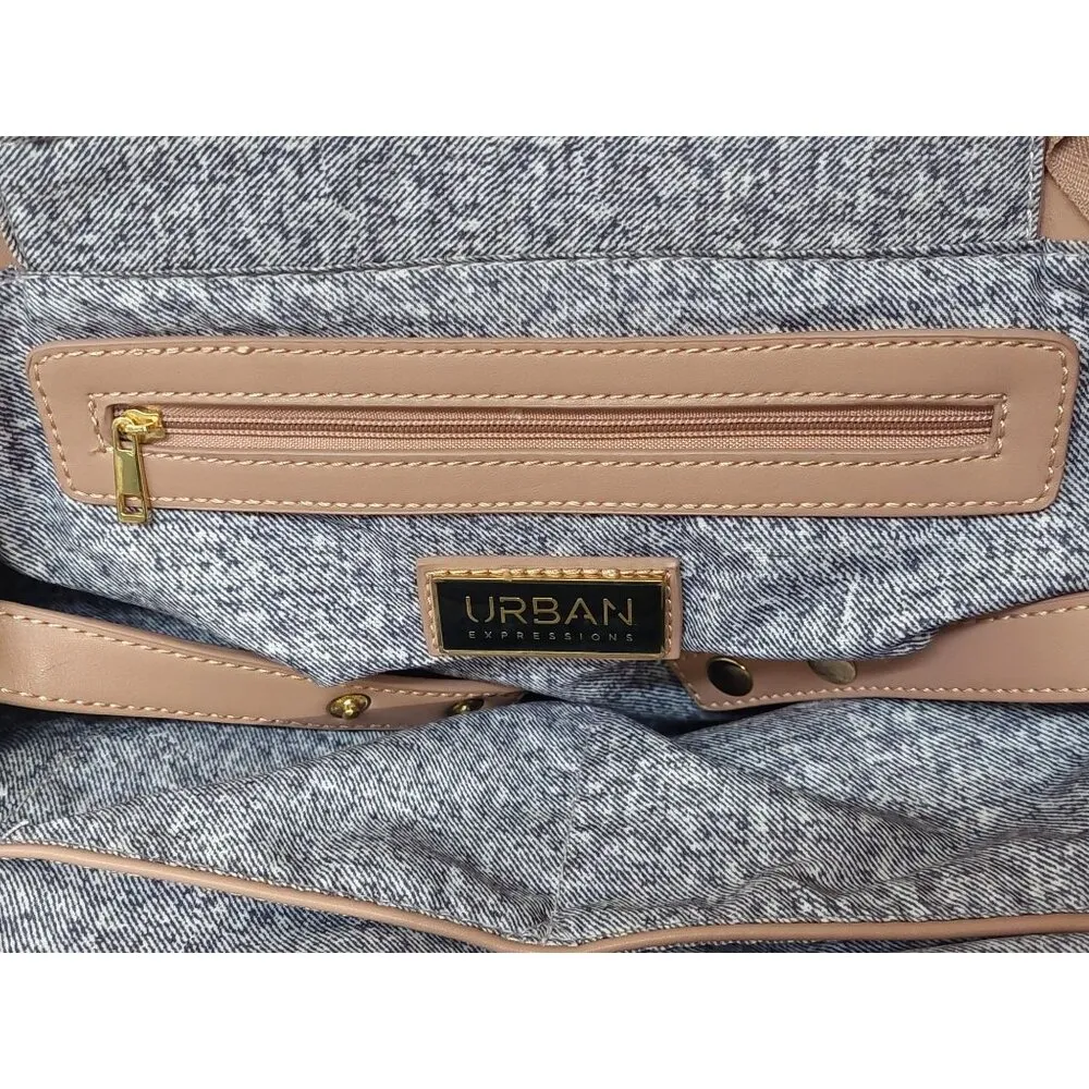 Urban Expressions Simon Satchel Vegan Leather Quilted Purse Large Dimensions: 12 - Image 11