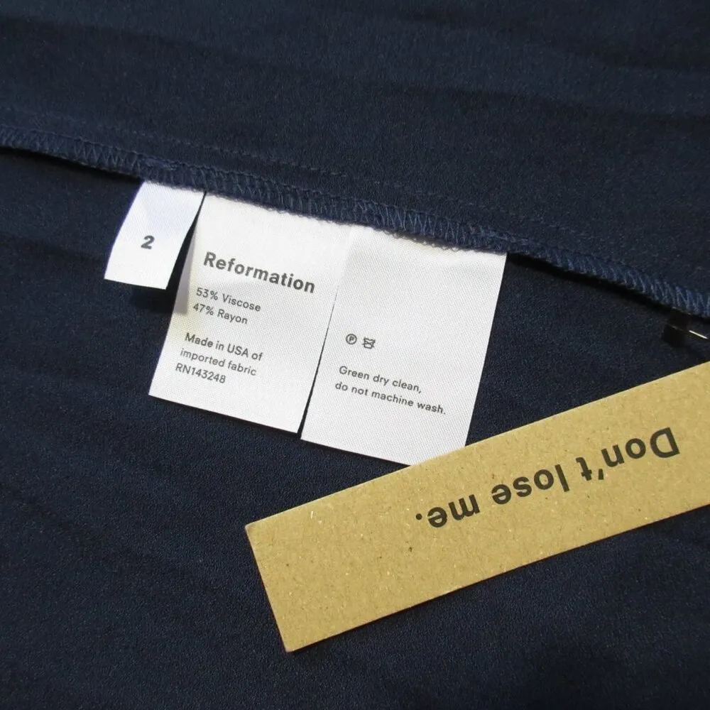 NWT Reformation Gavin in Navy Blue Cutout Back Side Slit Crepe Midi Dress 2 - Image 4