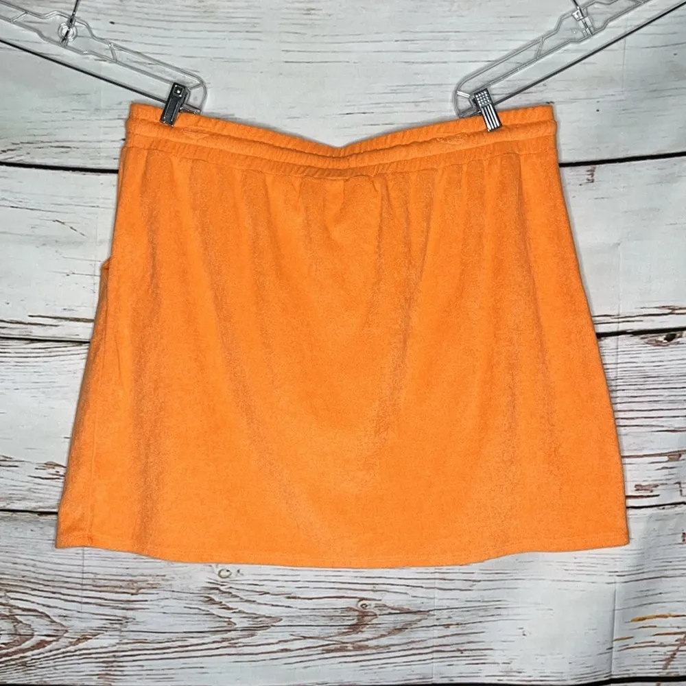 Belle Beach by Kim Gravel Size 1X Orange Drawstring Poolside Terry Cloth Skirt - Image 2