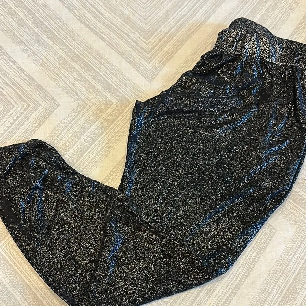 Michael Lauren Women’s Pablo Silver Foil Sparkly Black Joggers - Size S - Image 1