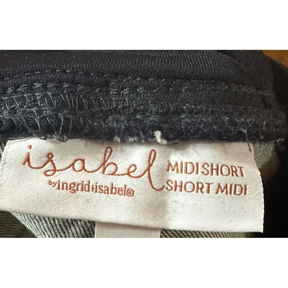 Women's'‎ Crossover Panel Over Belly MIDI Size 2 Jean Shorts Isabel Maternity Blue - Image 4