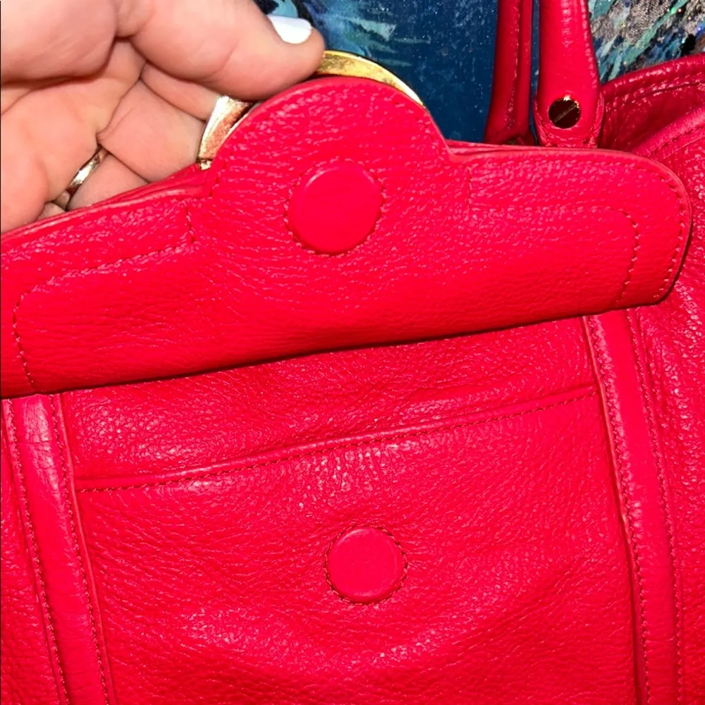 Hot Pink Pebbled Leather Amanda Tote Bag Crossbody - Image 3