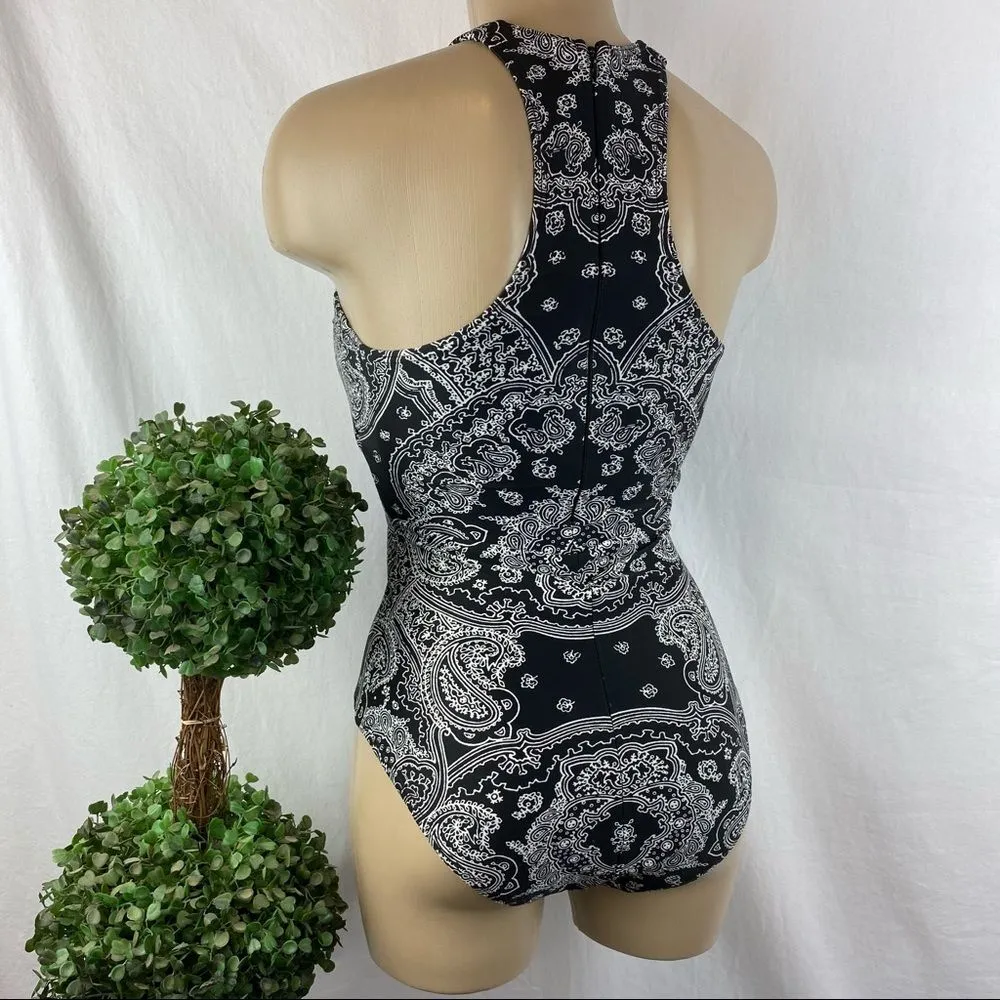 DKNY Donna Karan Black & White 1 Piece Resort Bathing Swim Suit 4 - Image 3