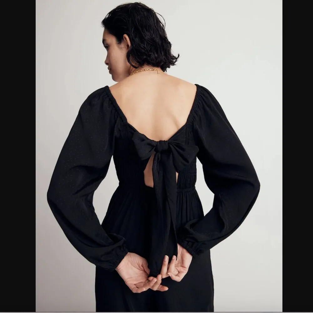 Black Star Jacquard Lucie Tie-Back Long-Sleeve Jumpsuit 8 - Image 4