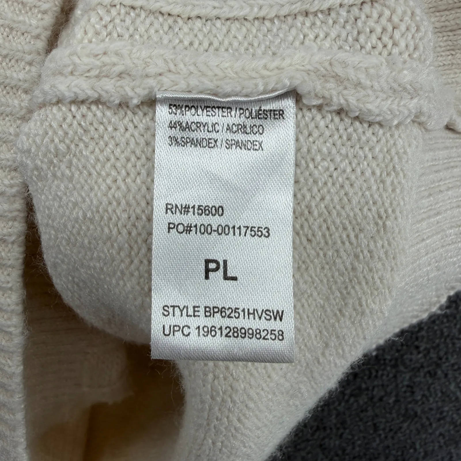 Democracy Cream Funnel Neck Sweater Popcorn Stitch Petite Large Grandmacore Cozy - Image 9