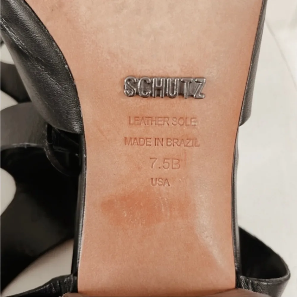 Schutz Monik Black Leather Lace Up Gladiator Heels Block Heel Women 7.5
Modern - Image 11