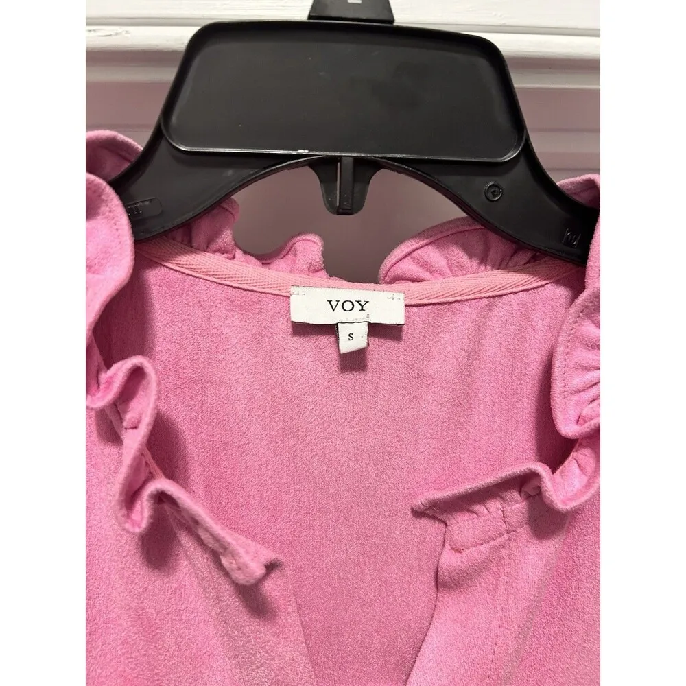 Boy Tiered Suede Feel Peasant Dress Women’s Size Small pink Purple Red Stripes - Image 3