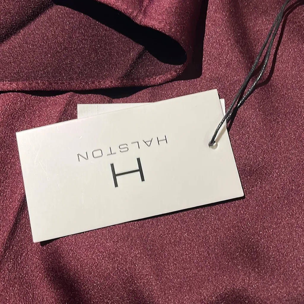 NWT HALSTON Cowl Neck Sleeveless Draped Dress In Port Royal - Image 8