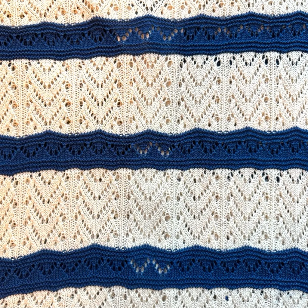 POL Boho Striped Open Knit Cardigan Sweater L Coastal Grandma Festival Layering - Image 9