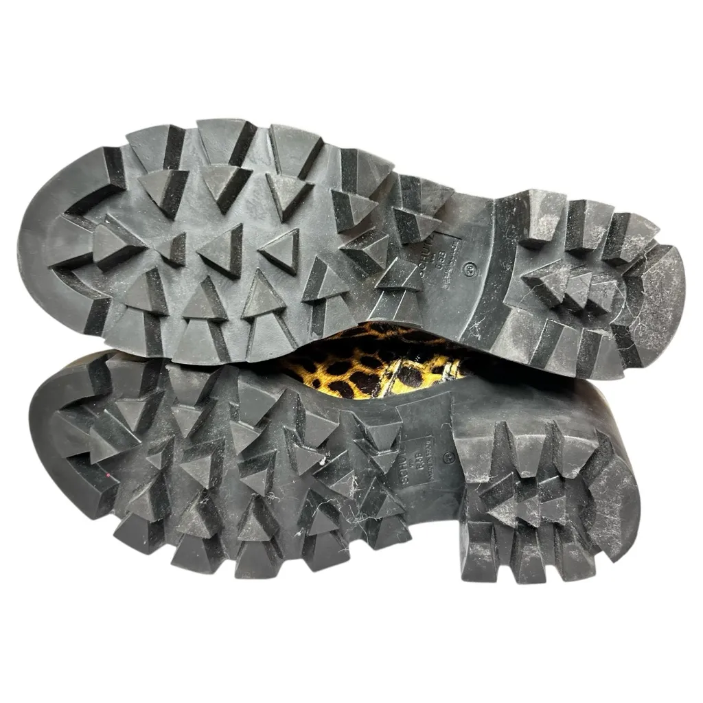 Schutz Shoes Women Size 6.5 Leopard Ankle Combat Boots Chunky Heel Leather Hair - Image 9