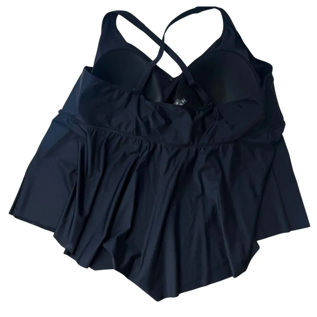 Torrid Tankini Wire free Flounce Ruffle swim top black 6X - Image 8