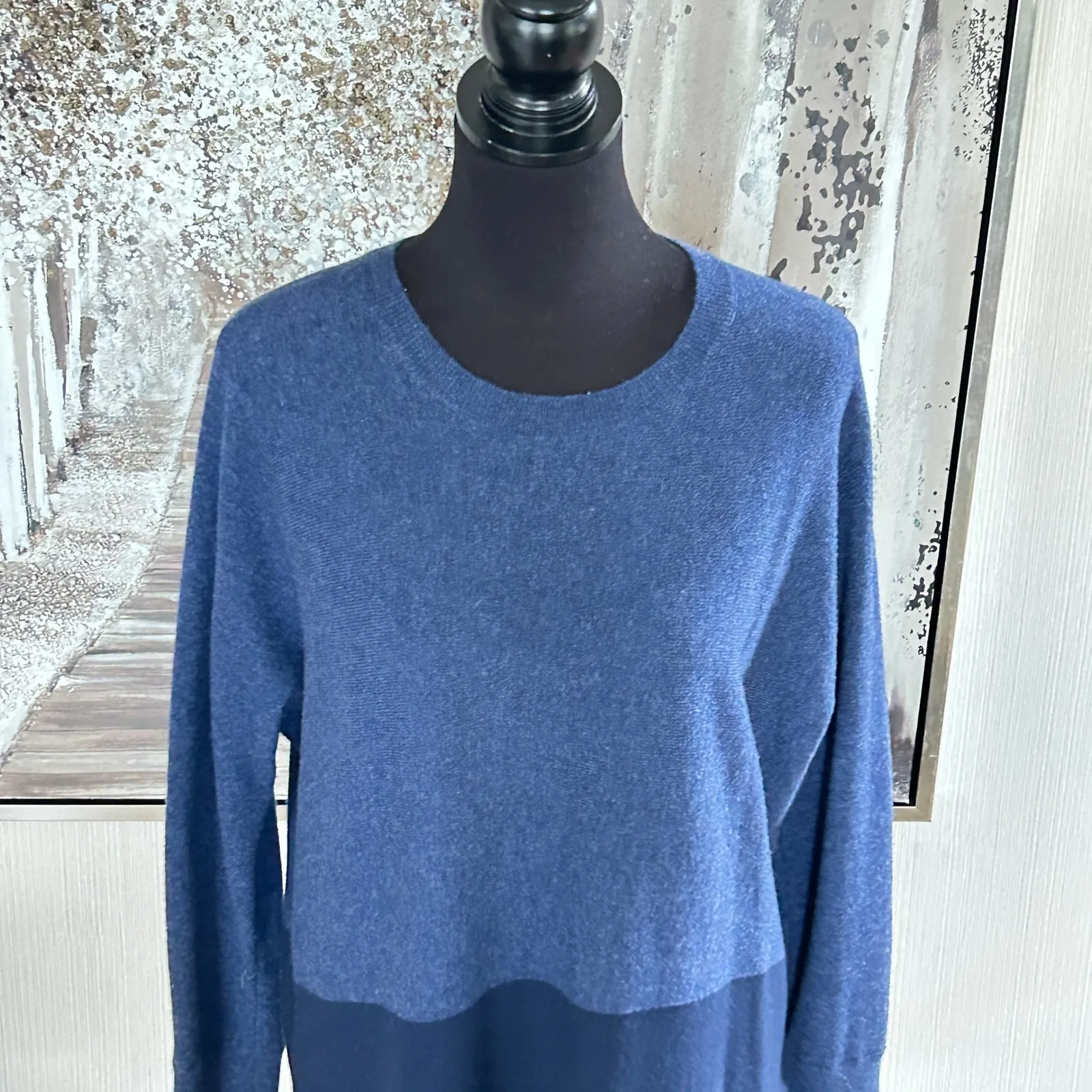 Athleta Womens Wool Cashmere Stargazer‎ Navy ColorBlock Sweater NWOT - Small - Image 3