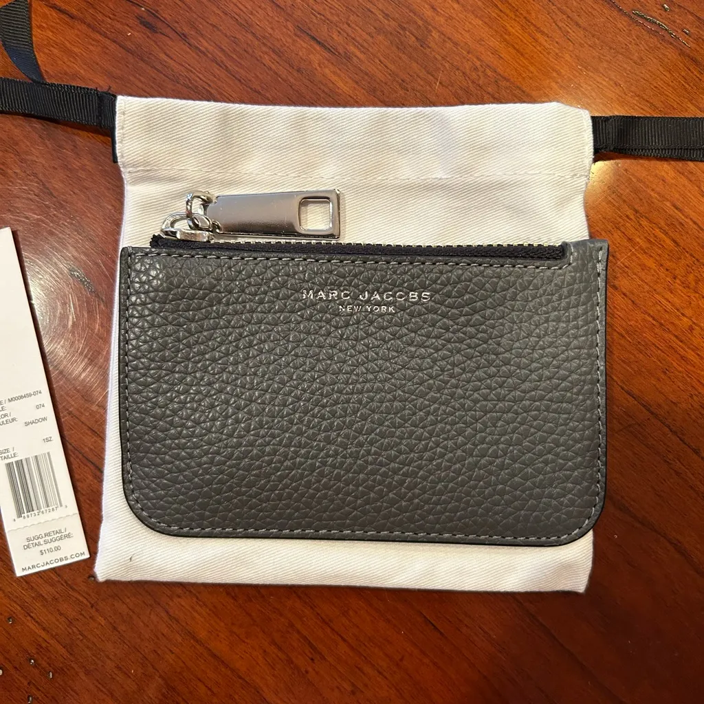 Marc Jacobs Gotham Gray Pebbled Leather Key Card Holder Pouch Wallet - Shadow - Image 2