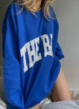 The Bar Varsity Sweatshirt Crewneck In cobalt Blue Size XL - Image 12