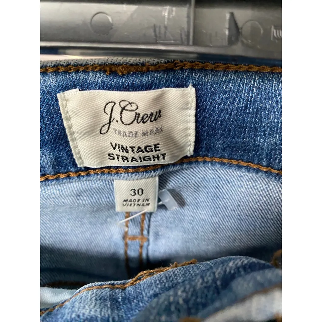 J.Crew Denim Jeans Vintage Straight Raw Hem Light Wash Classic Fit Streetwear 30 - Image 4