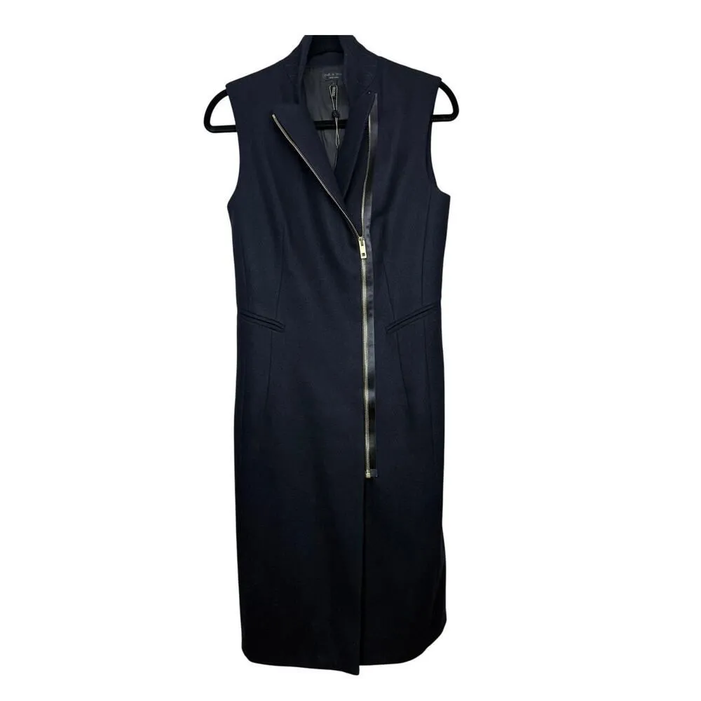 Rag and Bone  Sleeveless Wool Blend Zipper Long Vest Jacket NWT Sz. 6 - Image 4