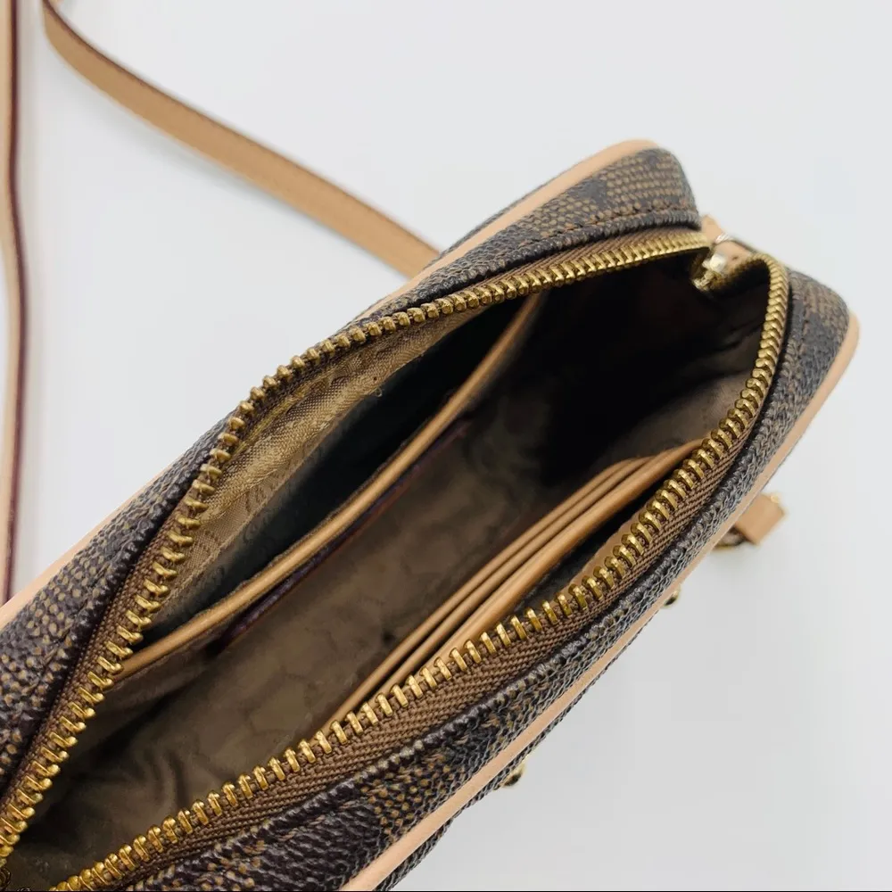 Michael Kors Jet Set Crossbody Mini Brown Logo Monogram - Image 6