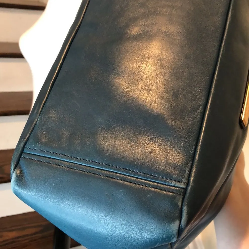 MARC JACOBS Turquoise Leather Top Handle Crossbody Tote Gold Hardware LUNA - Image 10