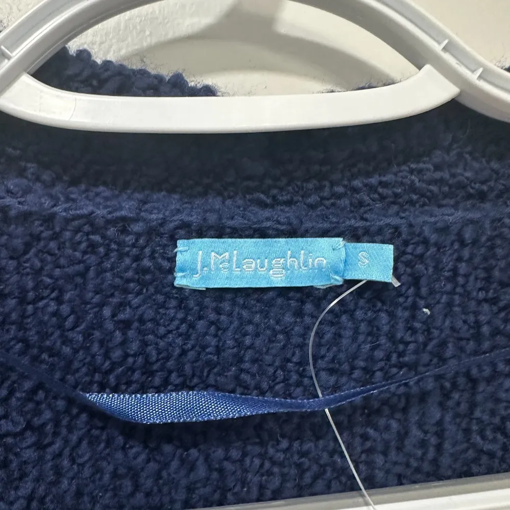 J Mclaughlin Wendy Cardigan Sweater Small Mercerized Wool Navy Solid NWT $328‎ - Image 2