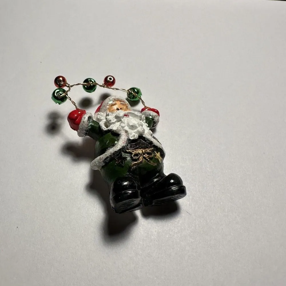 Christmas Holiday Santa Claus With Bells Brooch Pin - Image 6