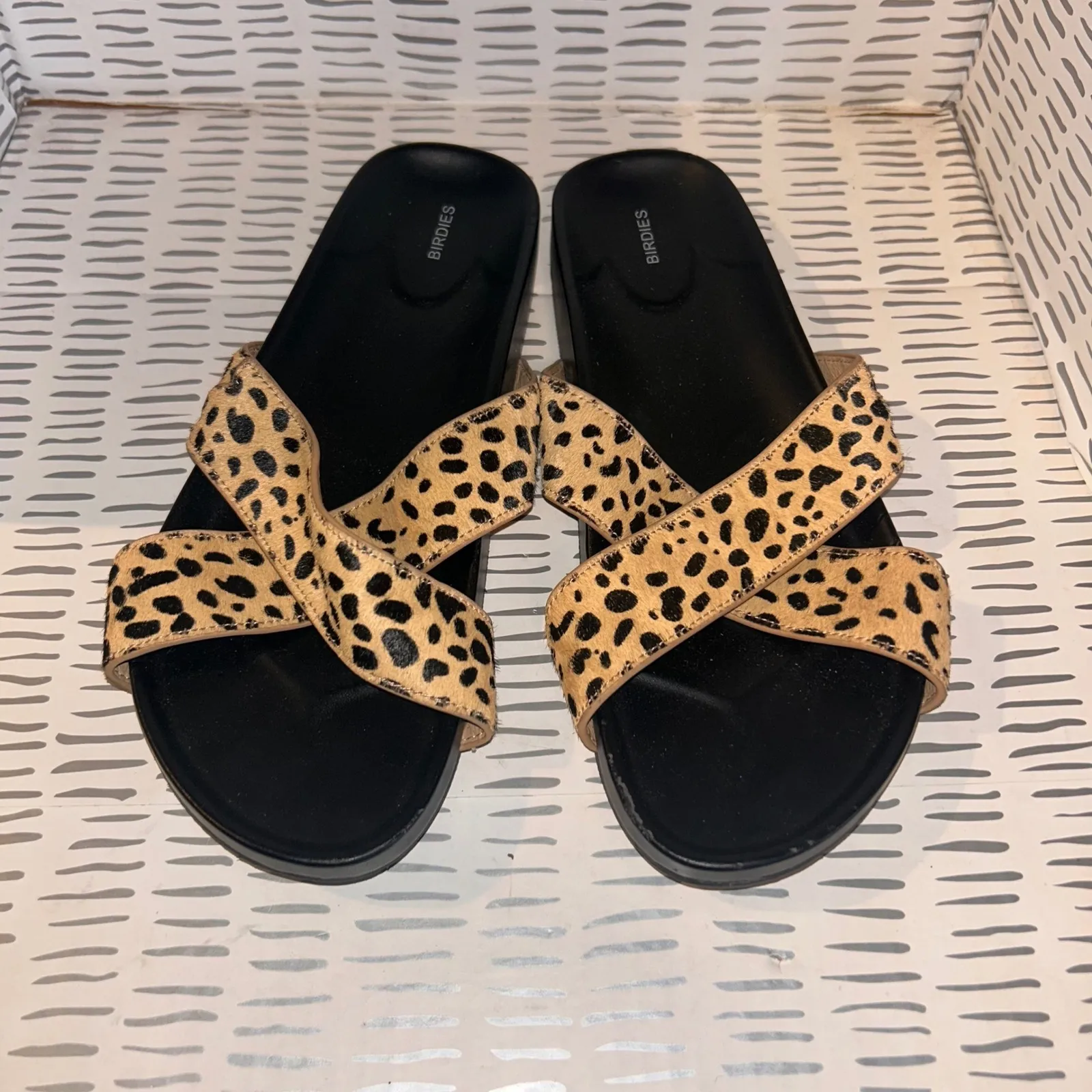 Birdies The Robin Leopard Cheetah Print Calf Hair Slide Sandals Size 8.5 - Image 3