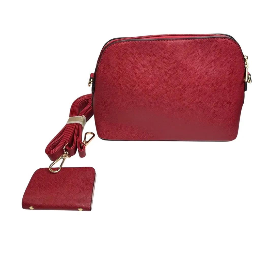 NWOT Elim & Paul Red Faux Leather 4 Piece Purse Bag Set - Image 6