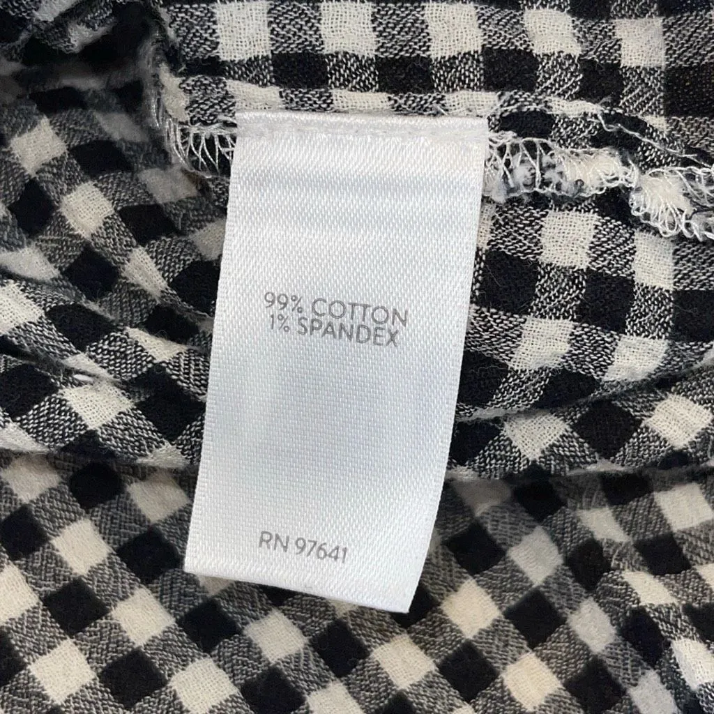 J. Jill‎ Womens Gingham Collared Long Sleeve Button Up Shirt Black White Medium - Image 7