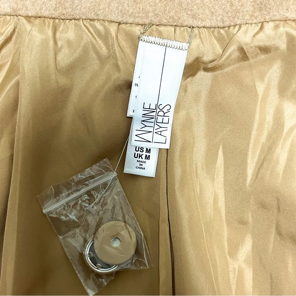 Marla Wynne Layers Camel Melton Wool Blend Snap Button Dolman Sleeve Coat Medium Tan - Image 10