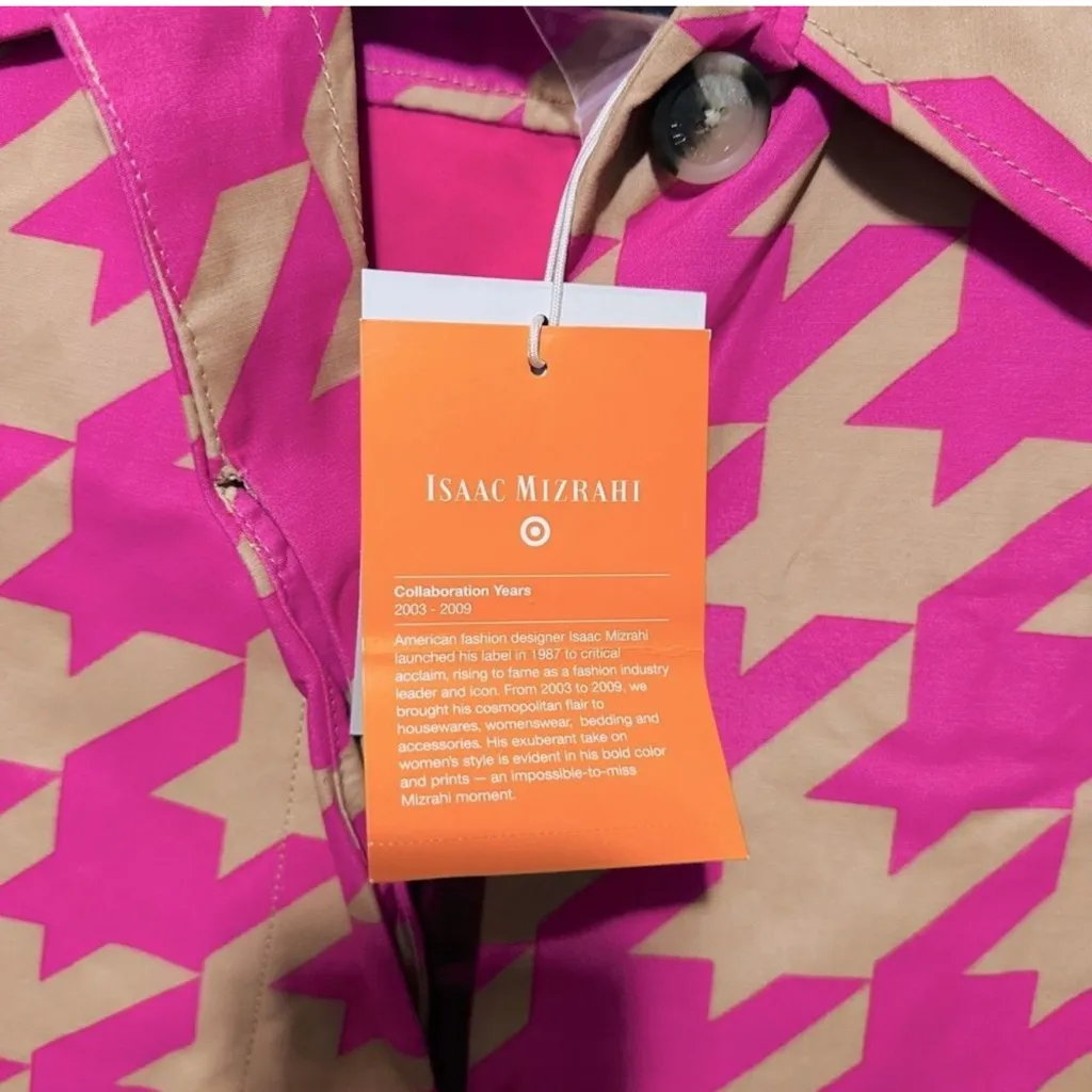 NWT Isaac Mizrahi Target Womens Jacket Pink Houndstooth Coat sz S NEW 20th anniv - Image 14