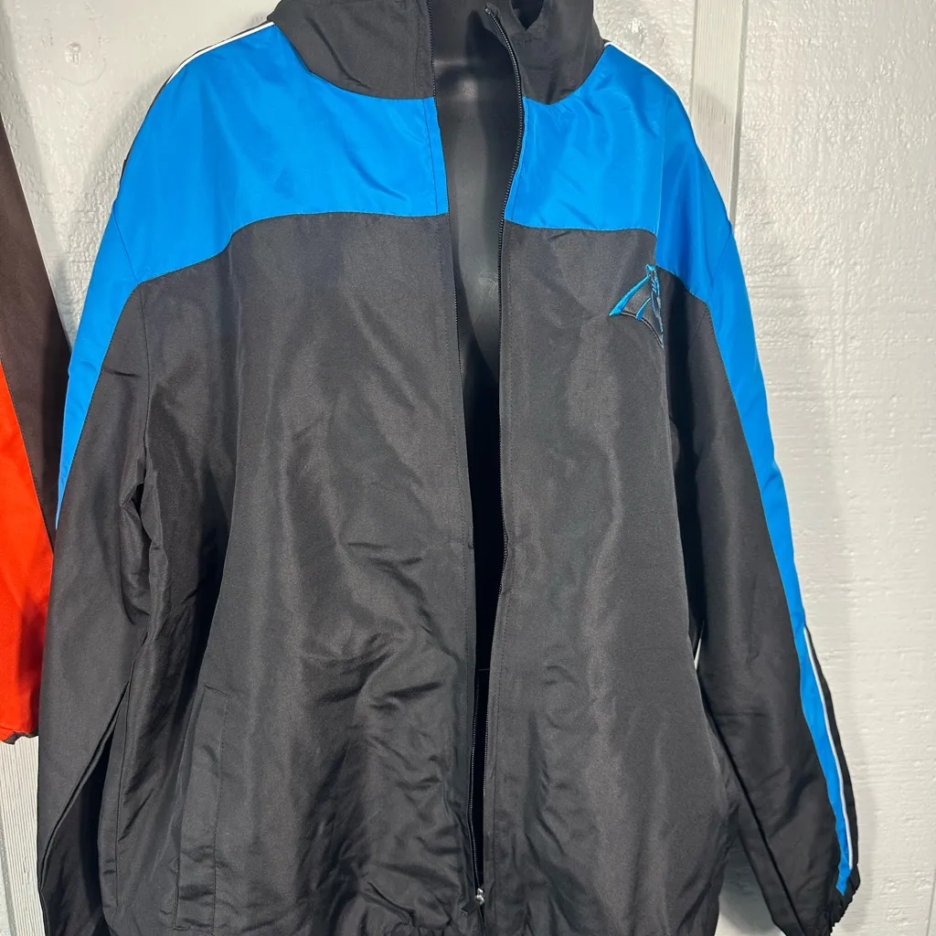 NFL Carolina  Panthers Blue and Black Full Zip Windbreaker Size XL NWOT - Image 4