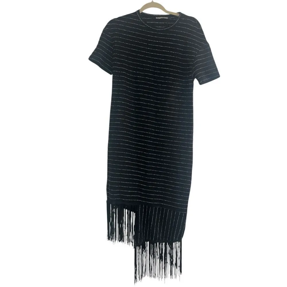 ✨ZARA Trafaluc Knit Fringe Striped Midi Tee Sz Small Dress✨ - Image 5
