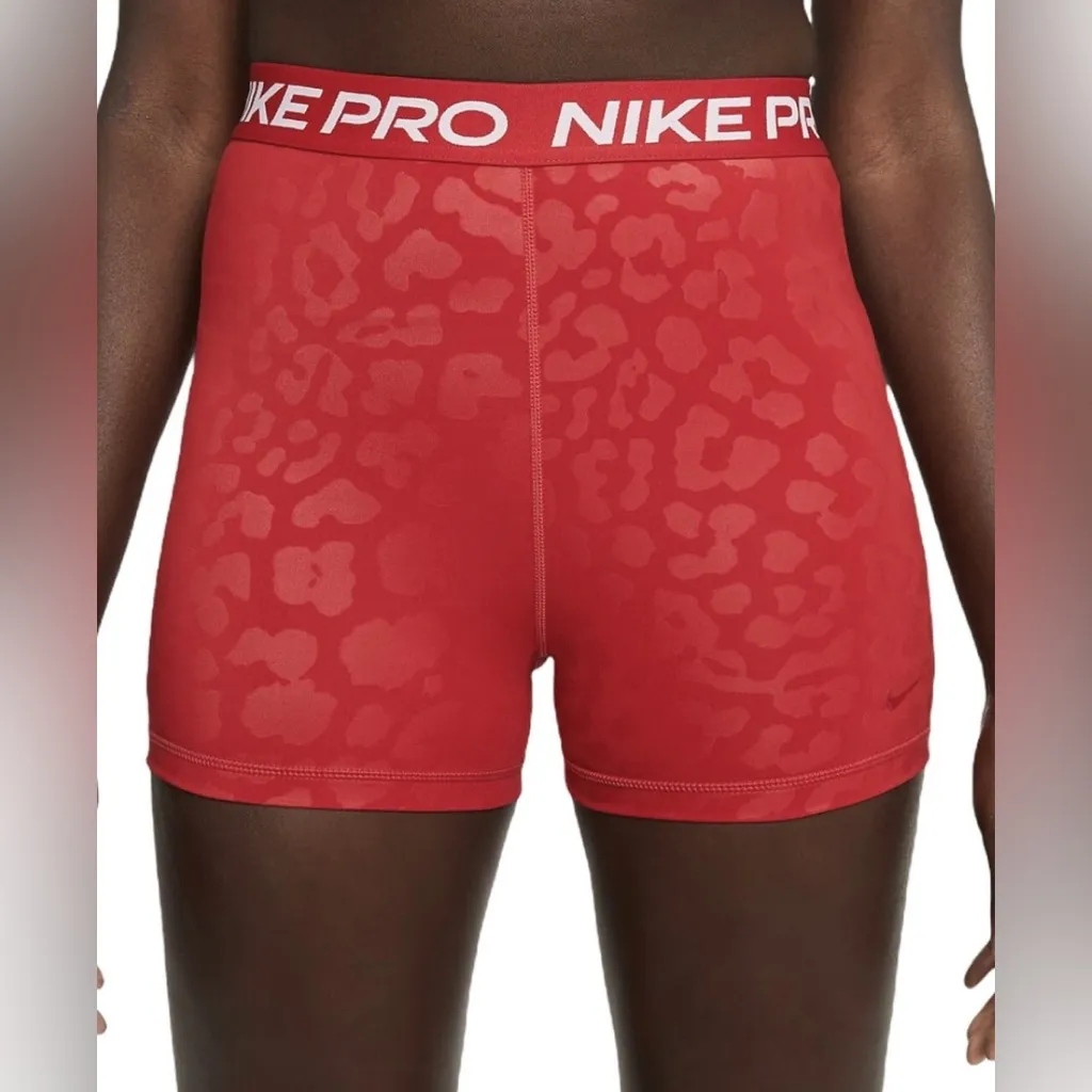 Nike Pro Red Animal Print Dri Fit Shorts Size Medium - Image 2