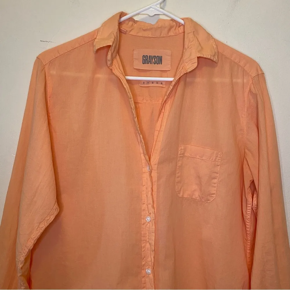 GRAYSON The Hero Button Down Cotton Shirt Melon Orange Sz 2 Small - Image 2