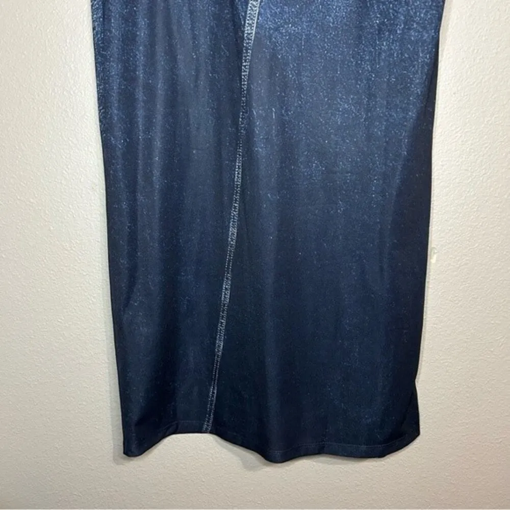 NEW ZARA Denim Effect blue high waisted midi skirt women's size medium - Image 9
