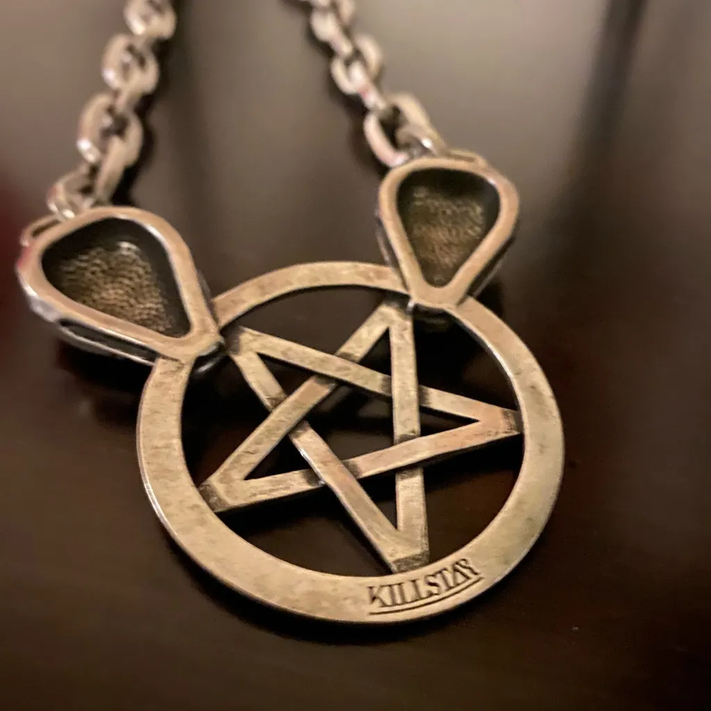 Killstar Iris Pentagram Chain Necklace Goth Coven Silver Tone - Image 2
