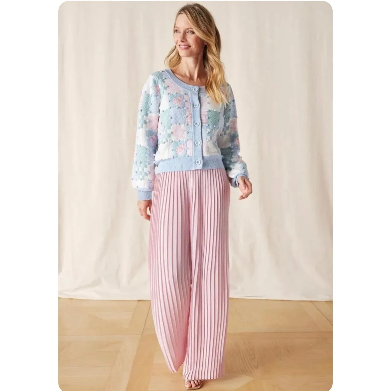 Matilda Jane Heart to‎ Heart Curtain Call Pink Pleated Wide Leg Pants Size S NEW - Image 2