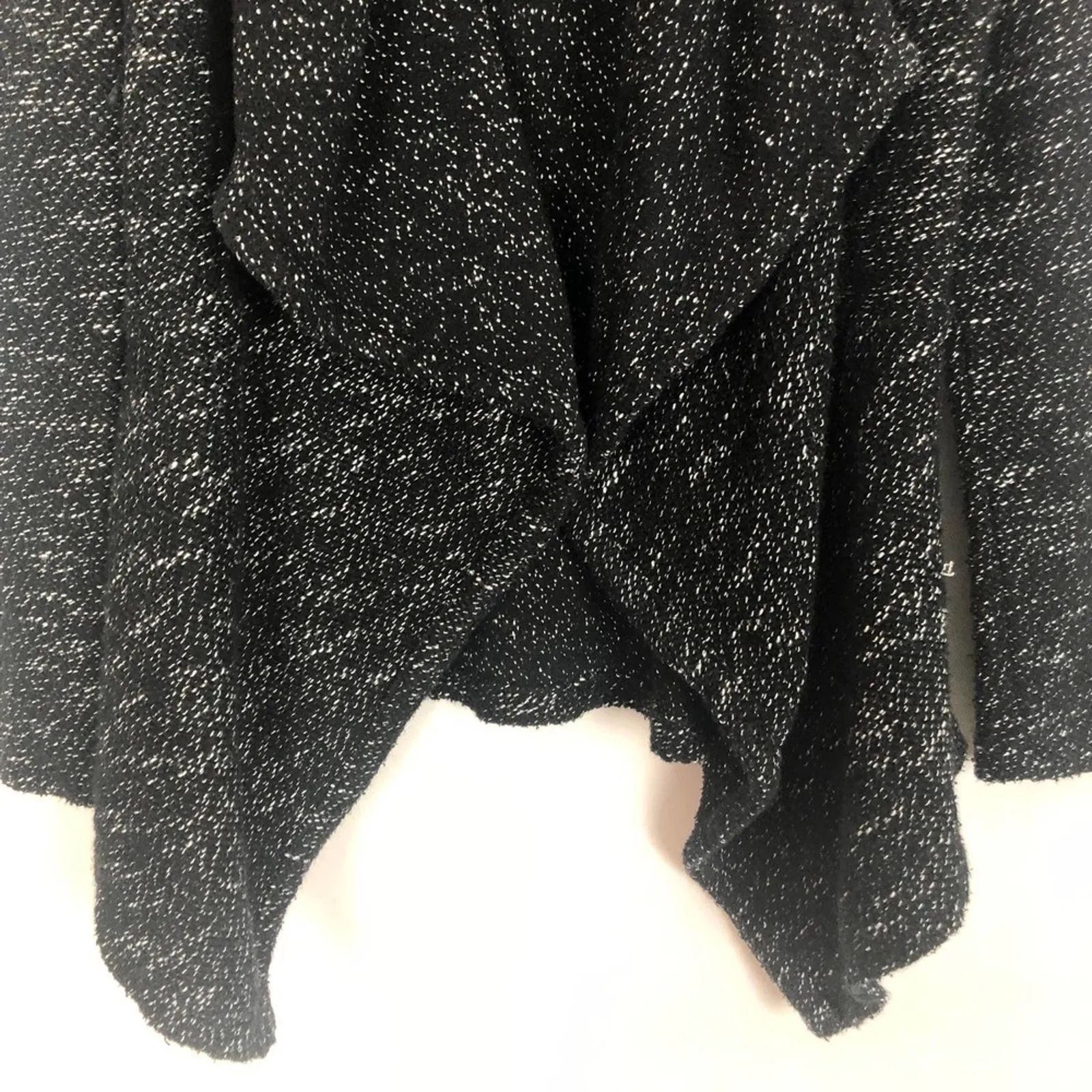 BNCI by Blanc Noir Tweed Drape Front Shawl Collar Cardigan Sweater Size Small Black - Image 6