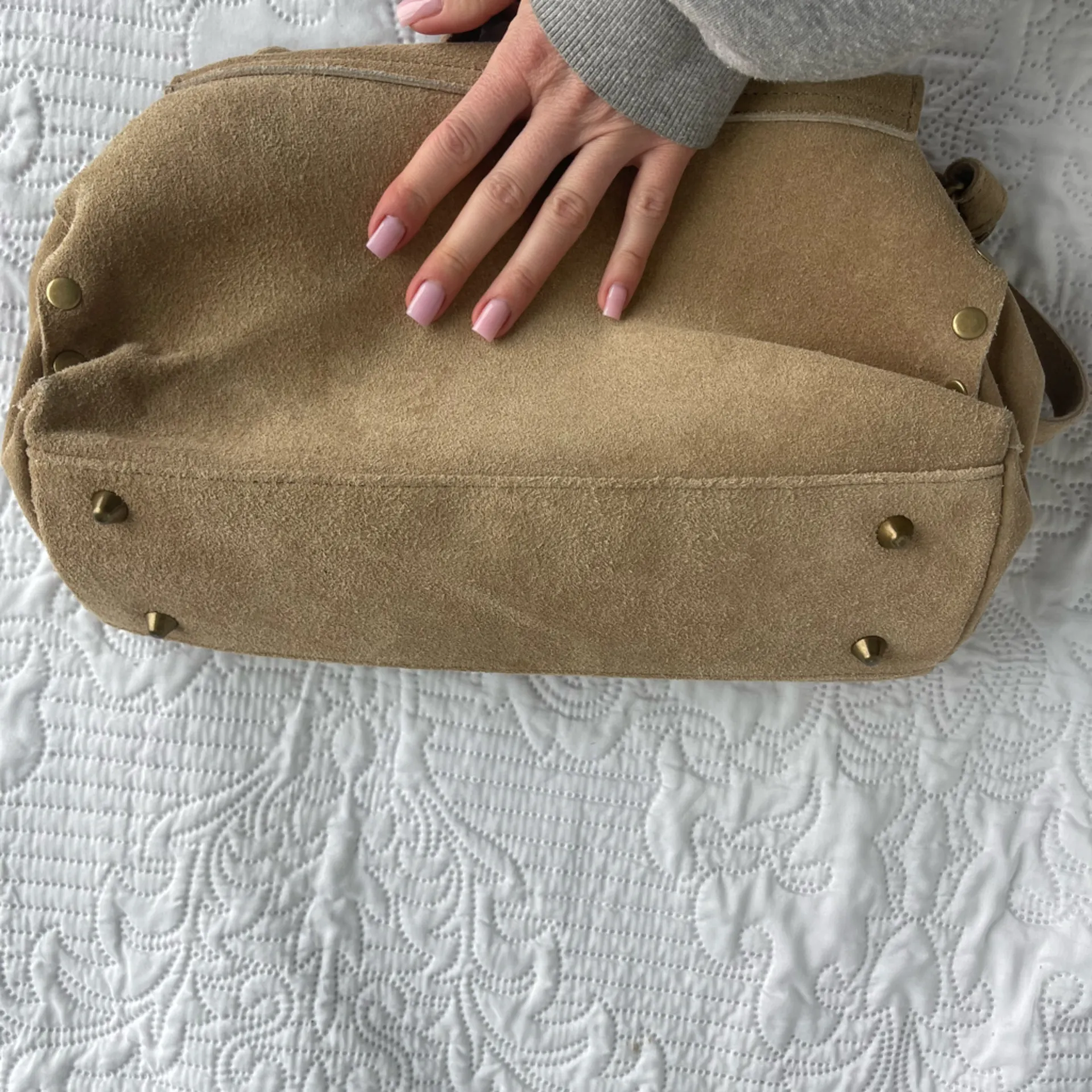 CUIR VERITABLE GENUINE SUEDE SHOULDER BAG Tan - Image 5