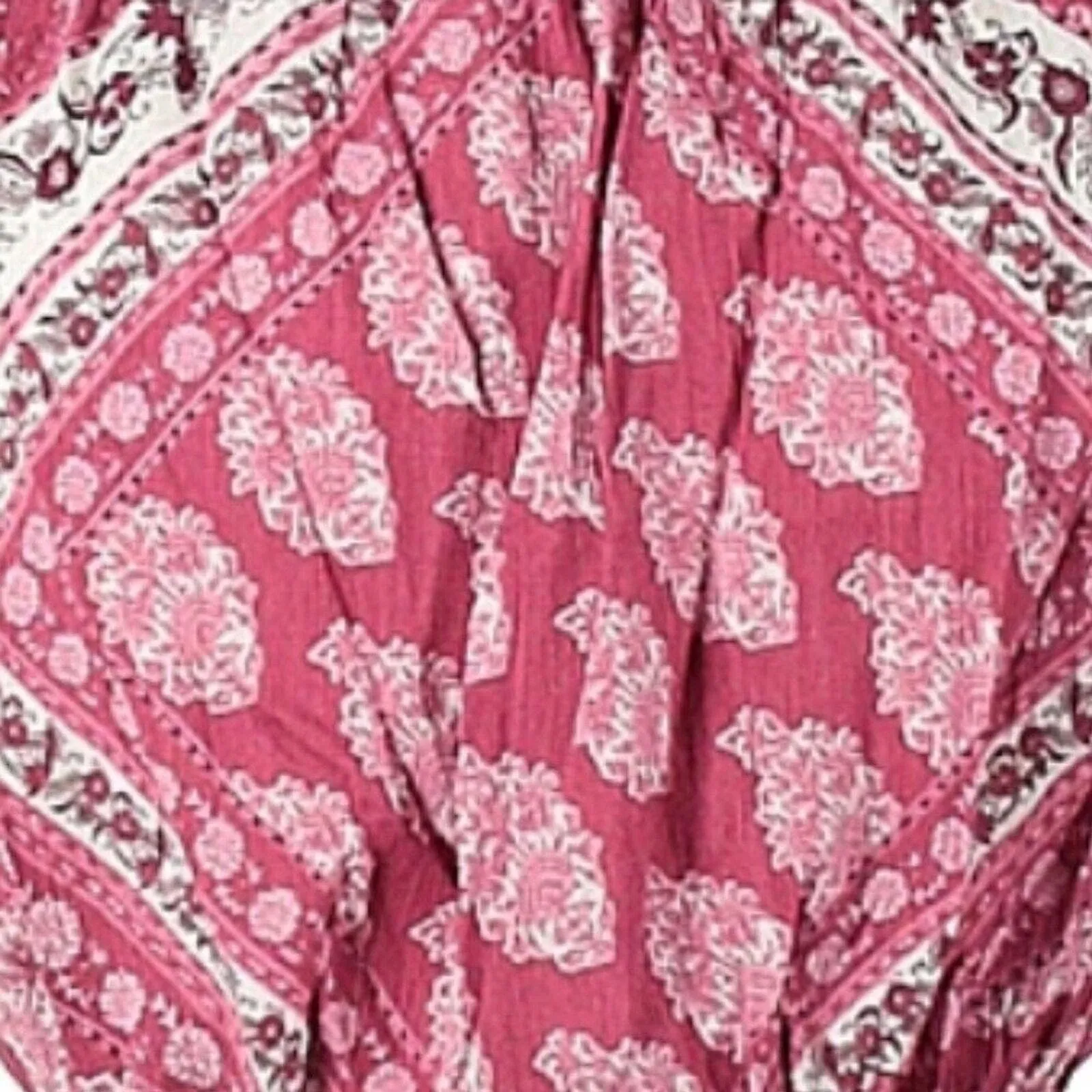 Show Me Your Mumu Shirt Womens Medium Pink White Paisley‎ Lima Scrunch Top Boho - Image 4