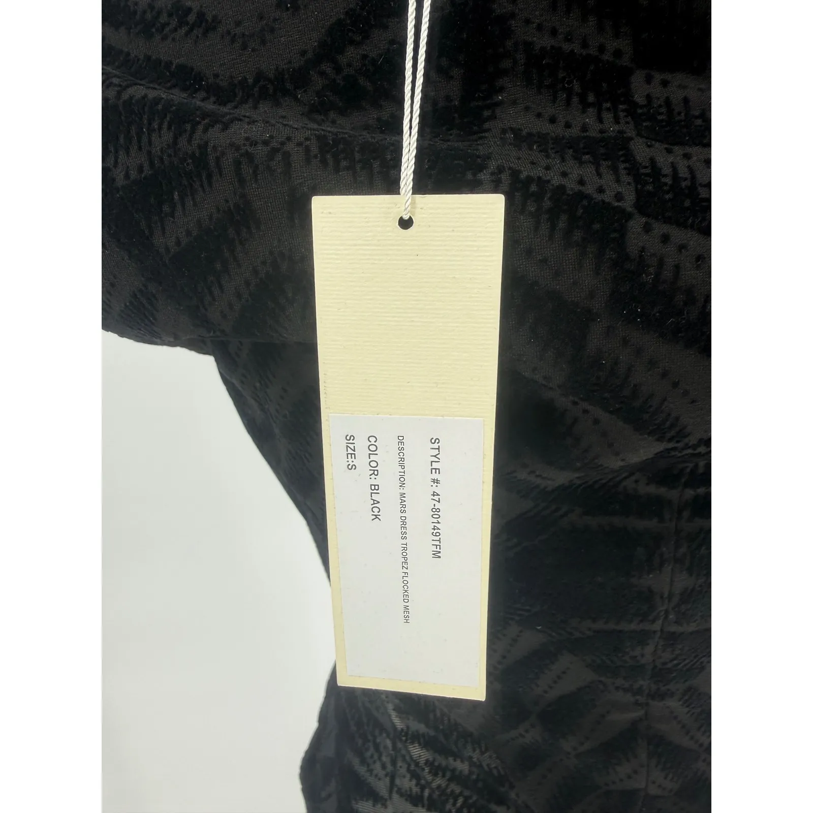 NWT Rony Kobo Mars Tropez Flocked Mesh‎ Midi Dress Black Sz Small $498 - Image 7