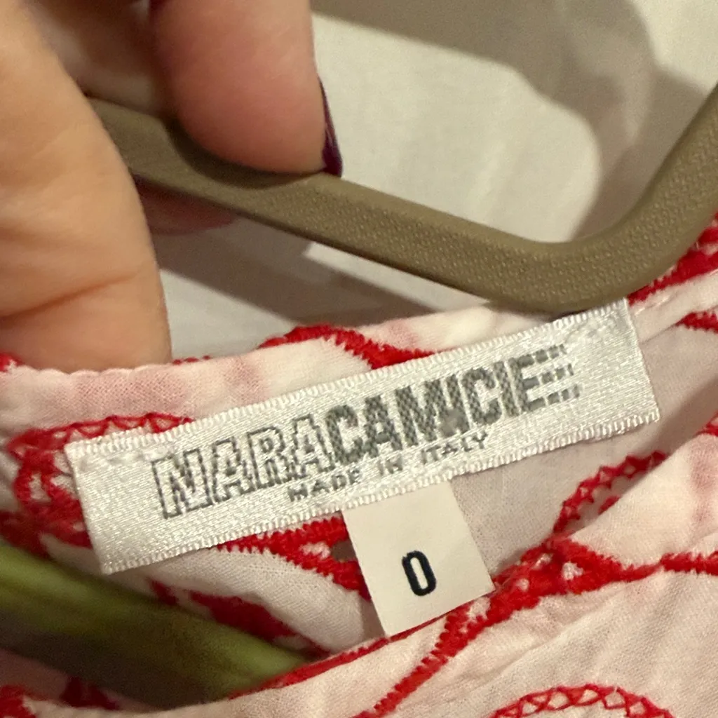 Naracamicie Red and White Patterned Dress Size 0 - Image 5