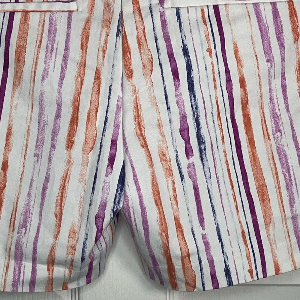 Isaac Mizrahi Sz 14 Chino Shorts Longer Inseam Watercolor Candy Stripes - Image 9