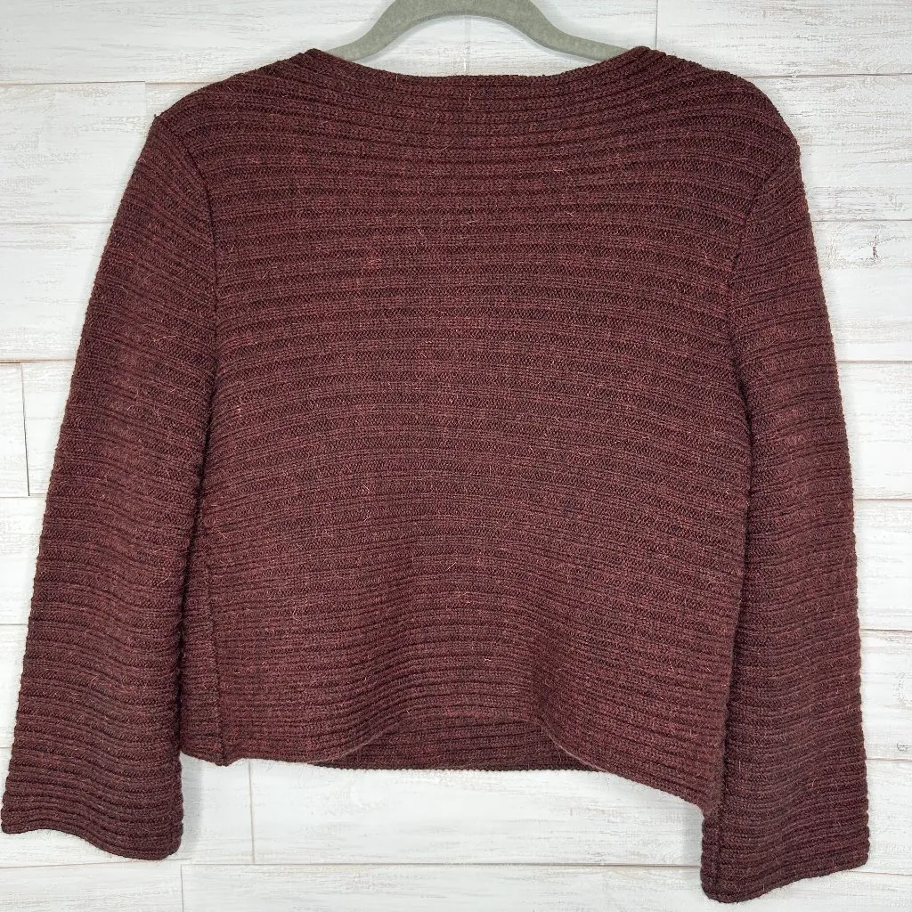 Magaschoni Womens Brown Sweater Wrap Crossover Front Shoulder Button Size Small - Image 7