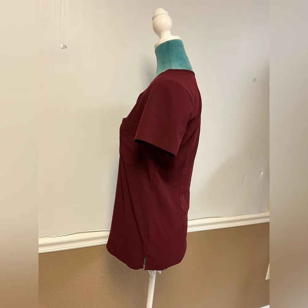 Catarina One-Pocket Scrub Top – Burgundy Size XS | EUC - Image 4