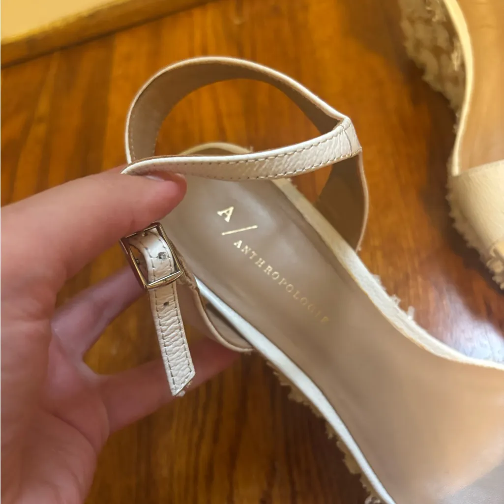Anthropologie White Wedge Heels Sandals Size 11 - Image 3