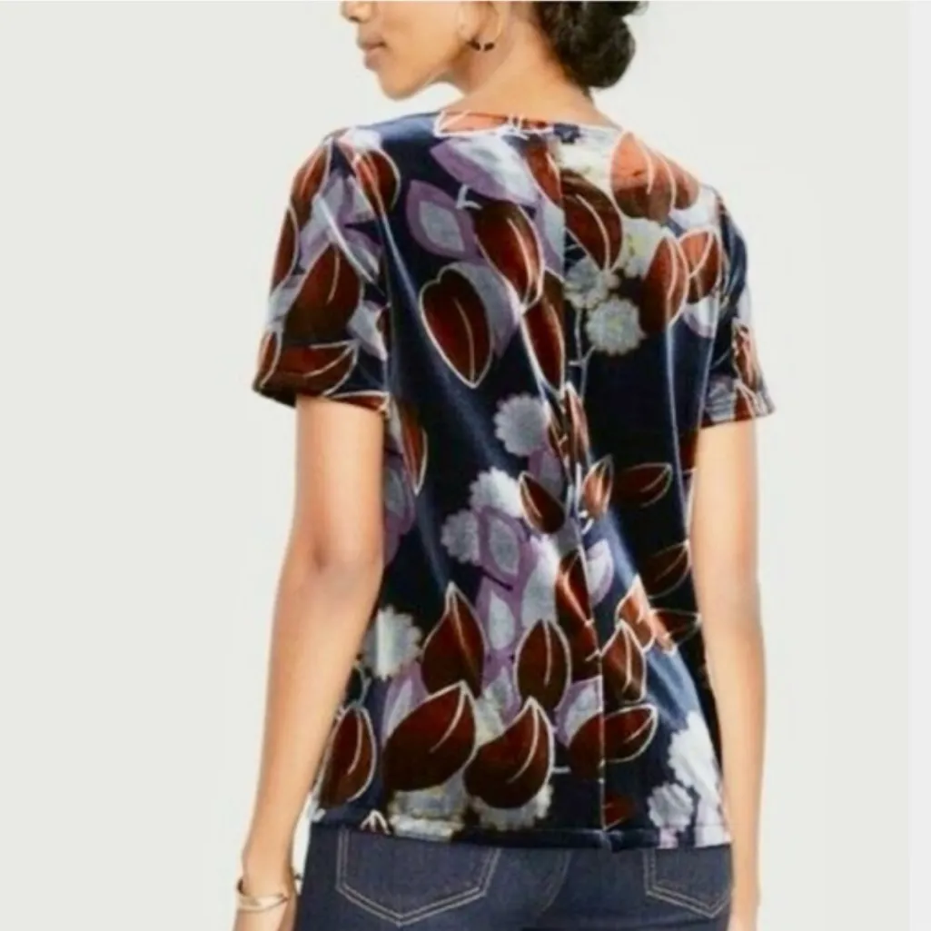 Ann Taylor Botanical Velvet Blouse Moody Floral Print Size Small Fall Photos Top - Image 2