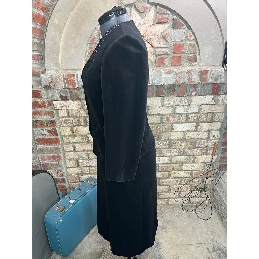 formal suit velvet beaded blazer black 1980s Size L - Image 7